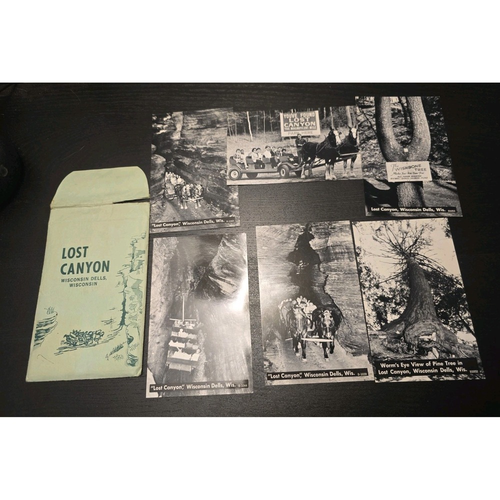 Vtg 1960s Lost Canyon Wisconsin Dells Postcards Lot 6 John Trumble Black & White